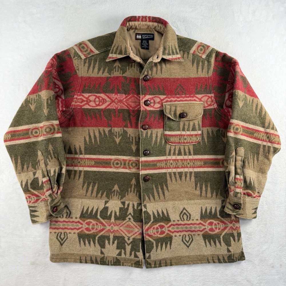Vtg Banana Republic Cabinwear Southwest Aztec Wool Flannel Shacket Jacket Small